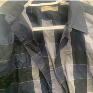 Burberry Navy & Black Plaid Button-Down Shirt